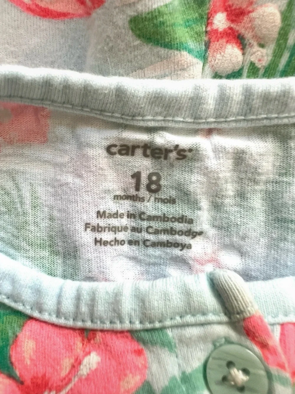 🍄3/$15 Carter’s Tropical Floral Romper 18 Months Hibiscus Print